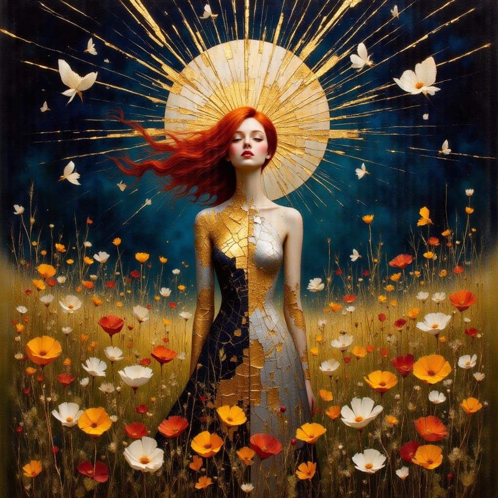 Surreal Renaissance Woman in Moonlight Collage