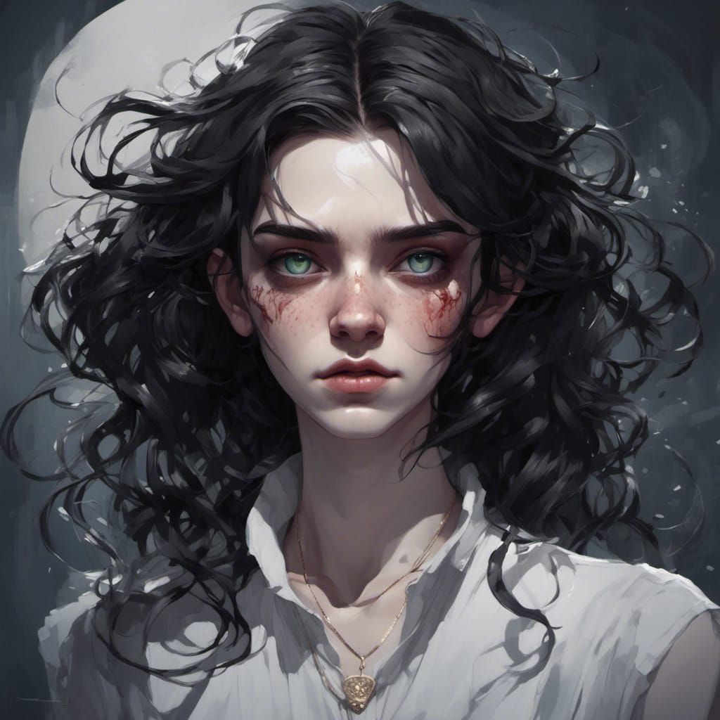 Lost Girl Portrait in Art Nouveau Style