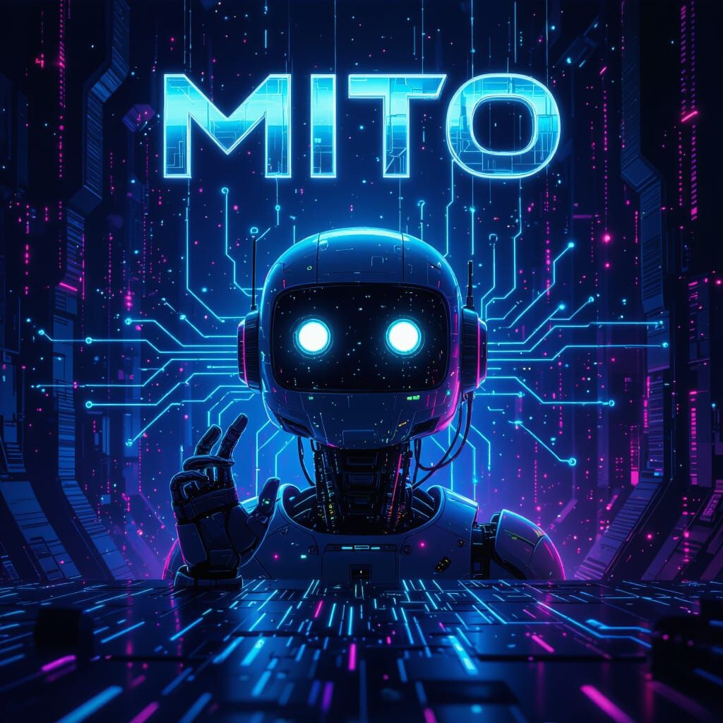 Futuristic AI Bot Communicating Through Ethereal Circuits