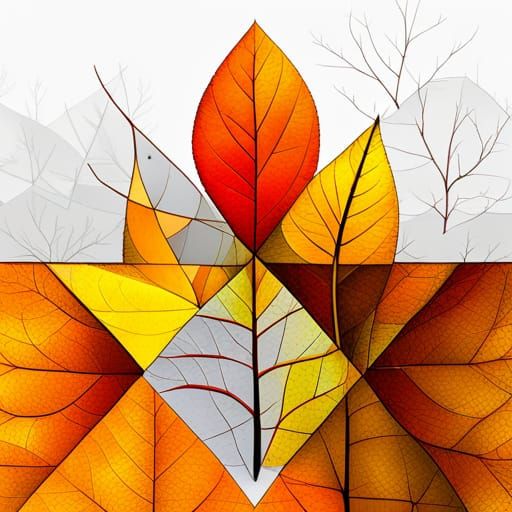 Pop Art Autumn Leaves in Geometric Bauhaus Style