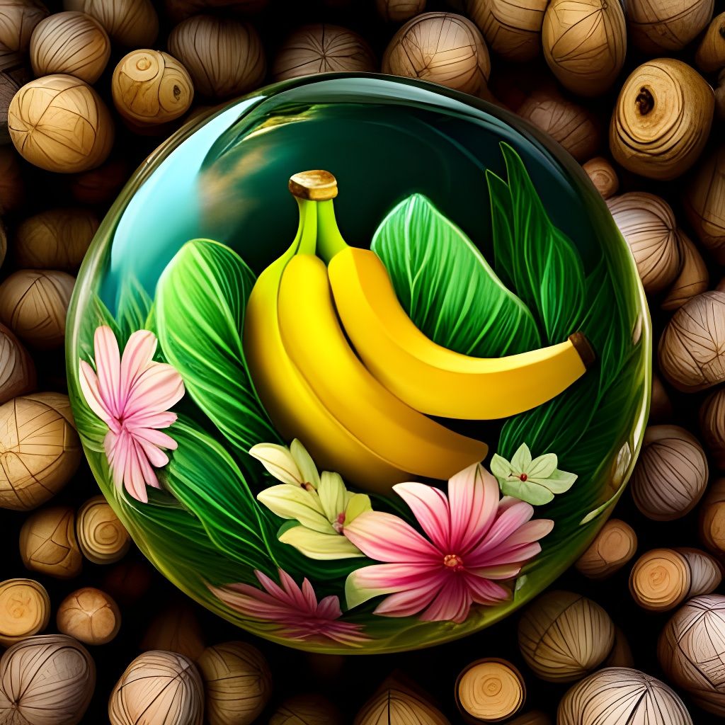 Banana in Swarovski Orb: Hyperrealistic Illustration