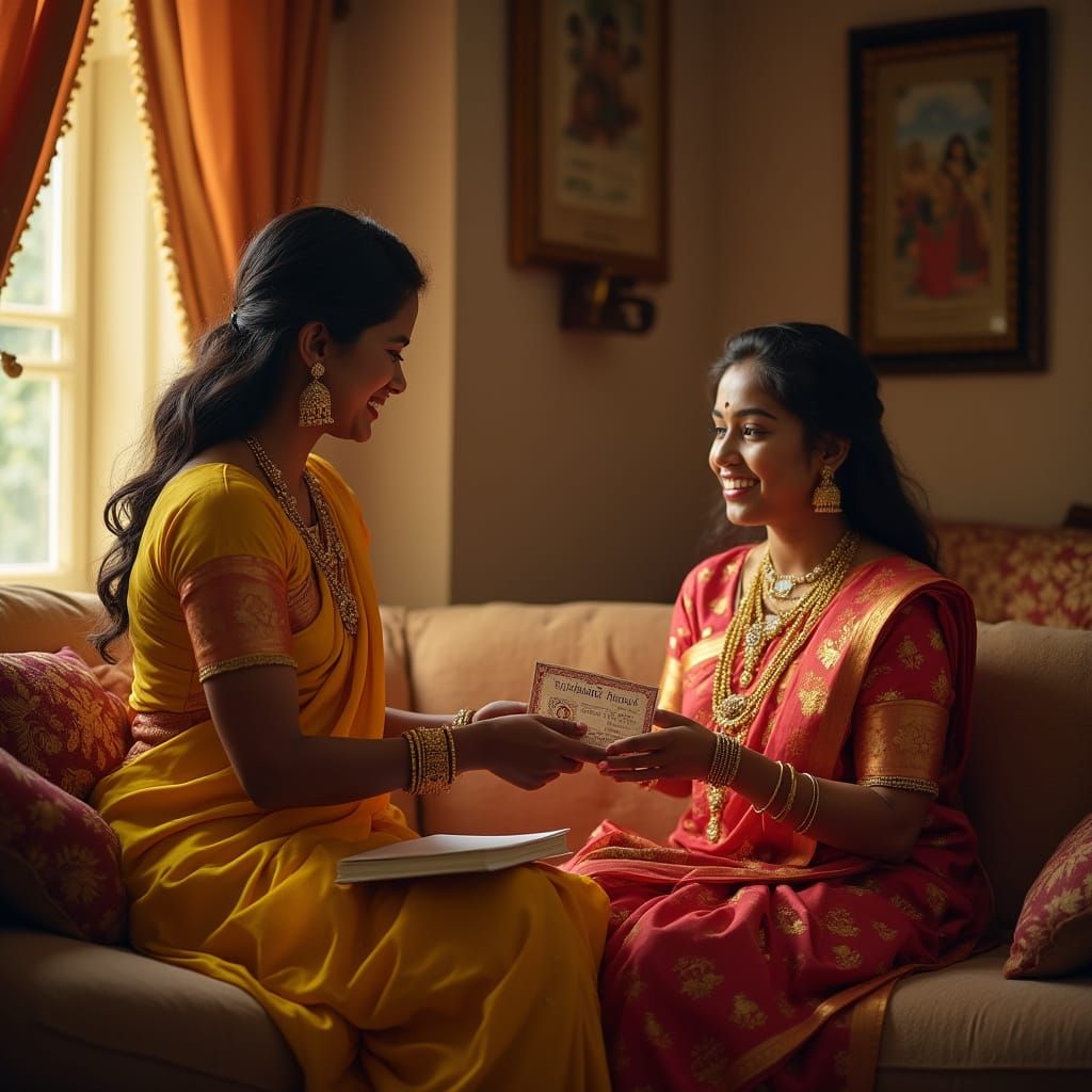 Indian Wedding Card Exchange in Photorealistic Style