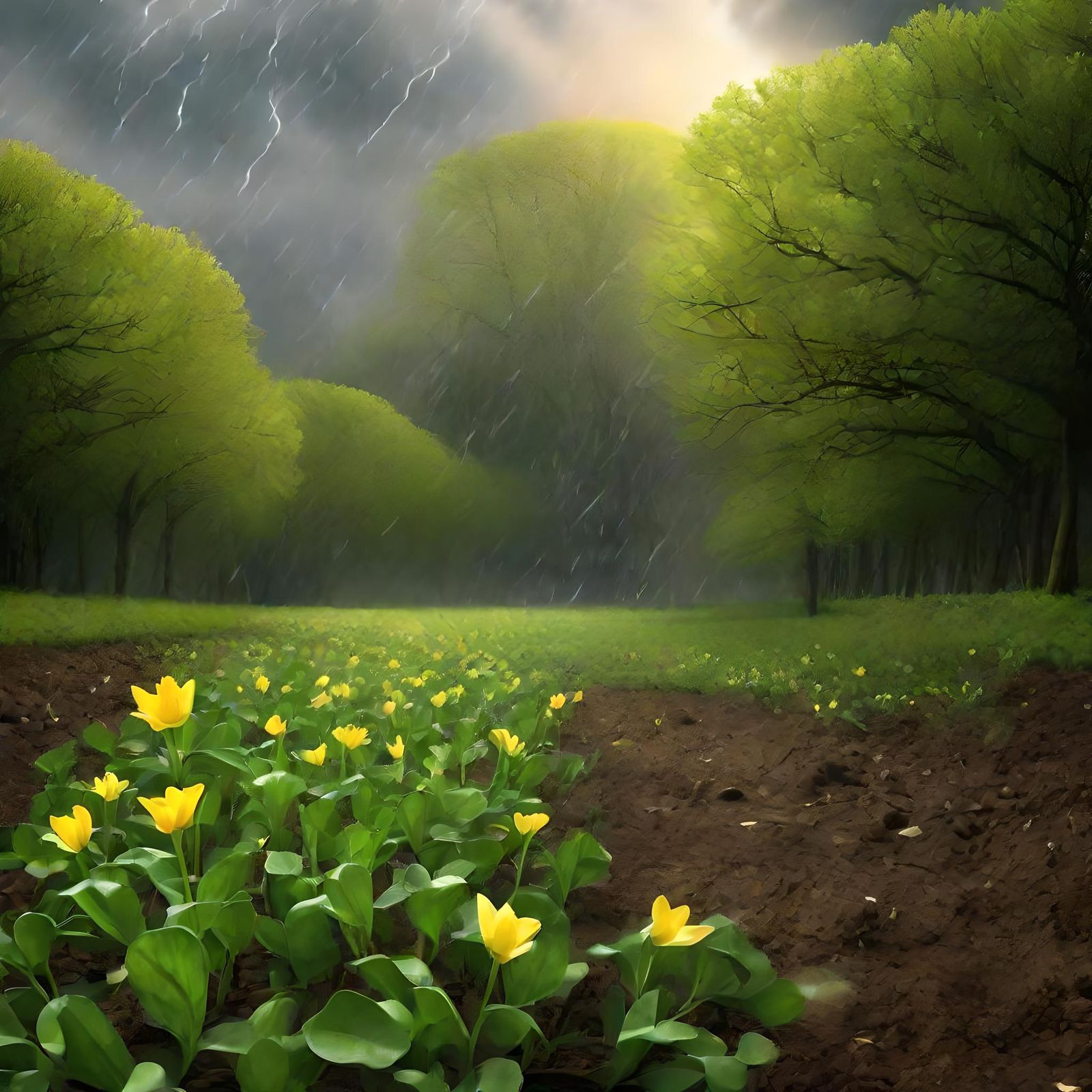 Springtime Blooms After Gentle April Rains