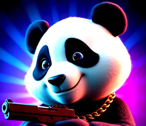Reimagined Panda in Industrial Cyberpunk Style