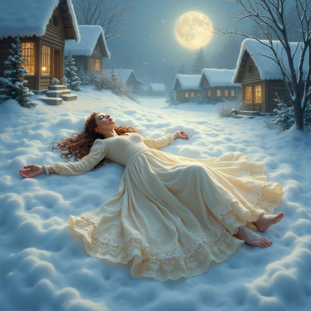 Majestic Christmas Snow Angel in Whimsical Winter Wonderland