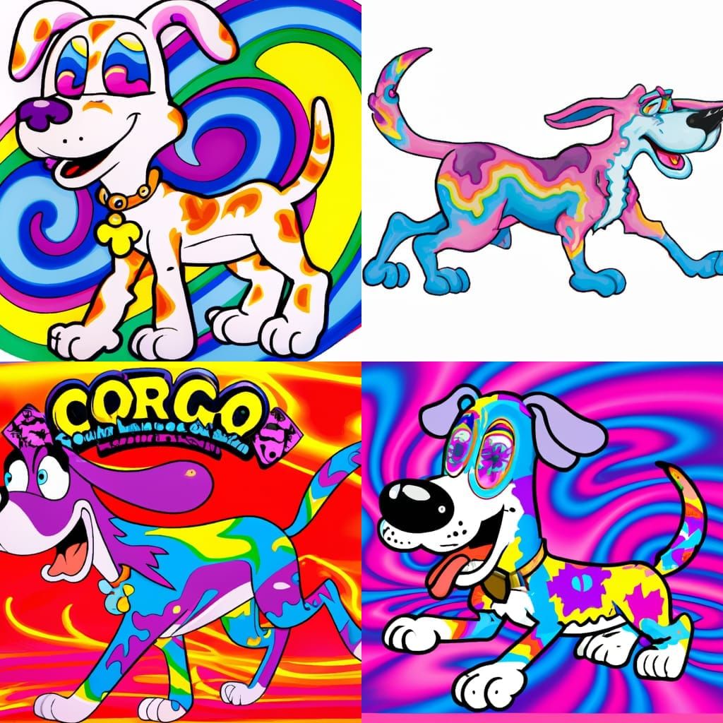 Courage the Cowardly Dog in Lisa Frank Style