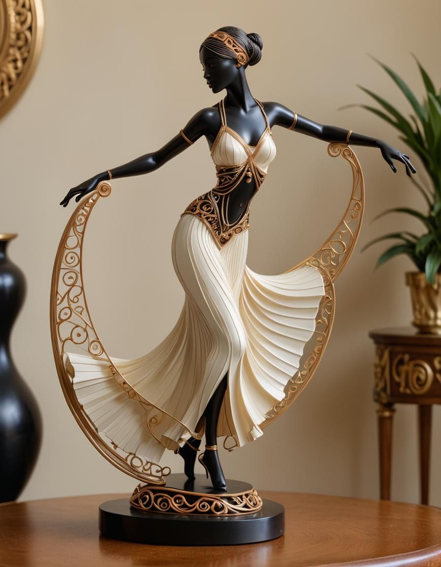 Art Nouveau Ivory Sculpture of Woman Dancer
