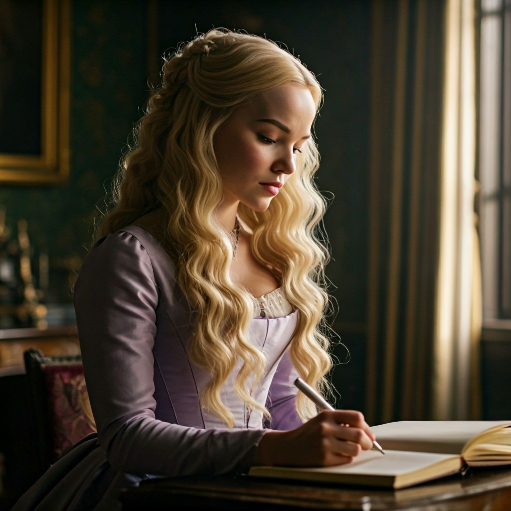 Dove Cameron as Lucy Westenra Writing in Victorian Drawing R...
