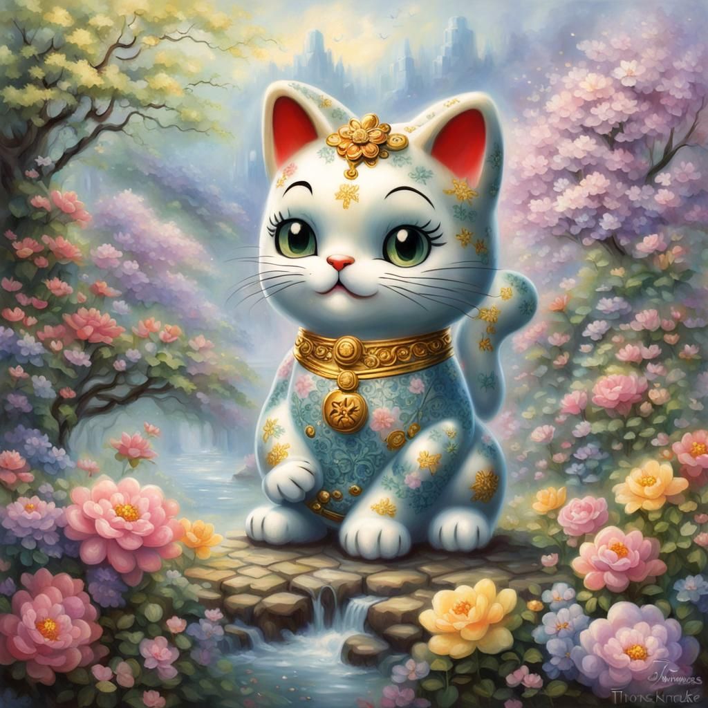 Maneki Neko Betty Boop with Spring Flowers