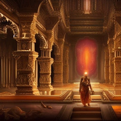 Epic Hindu Scene: Detailed Digital Matte Painting