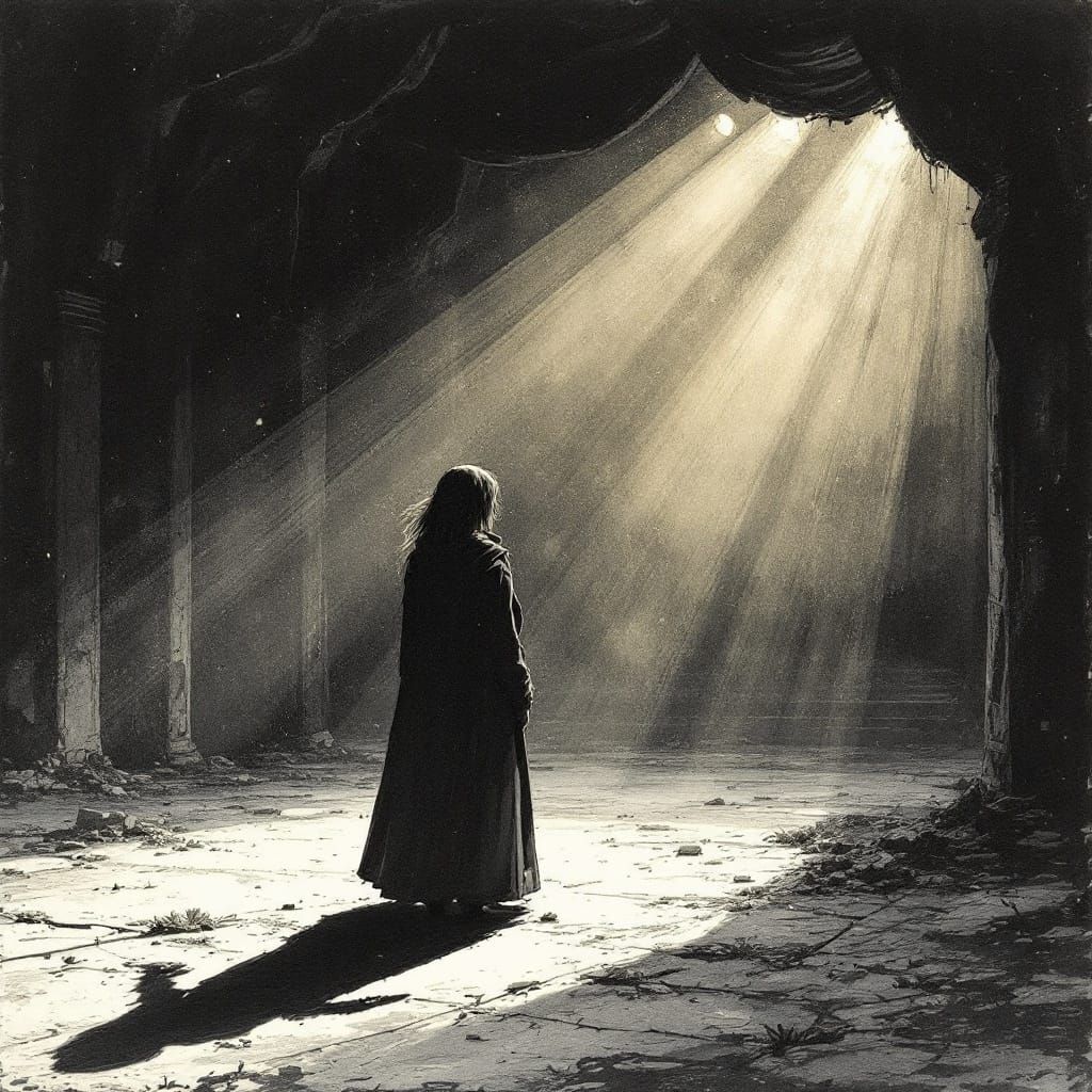 A Lonely Figure in an Abandoned Theatre