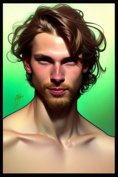 Norwegian Male Portrait with Neon Green Eyes