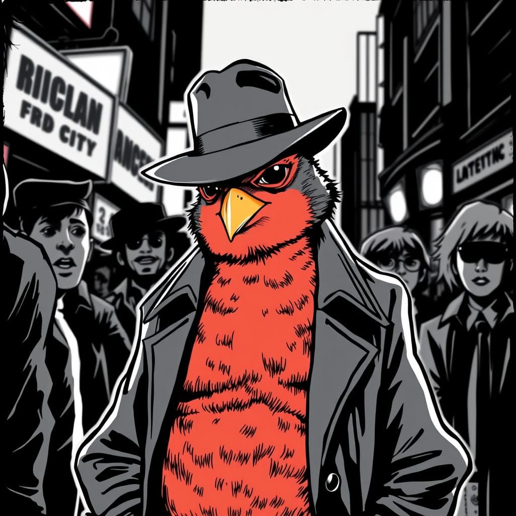 Proud Robin in Sin City Comic Style