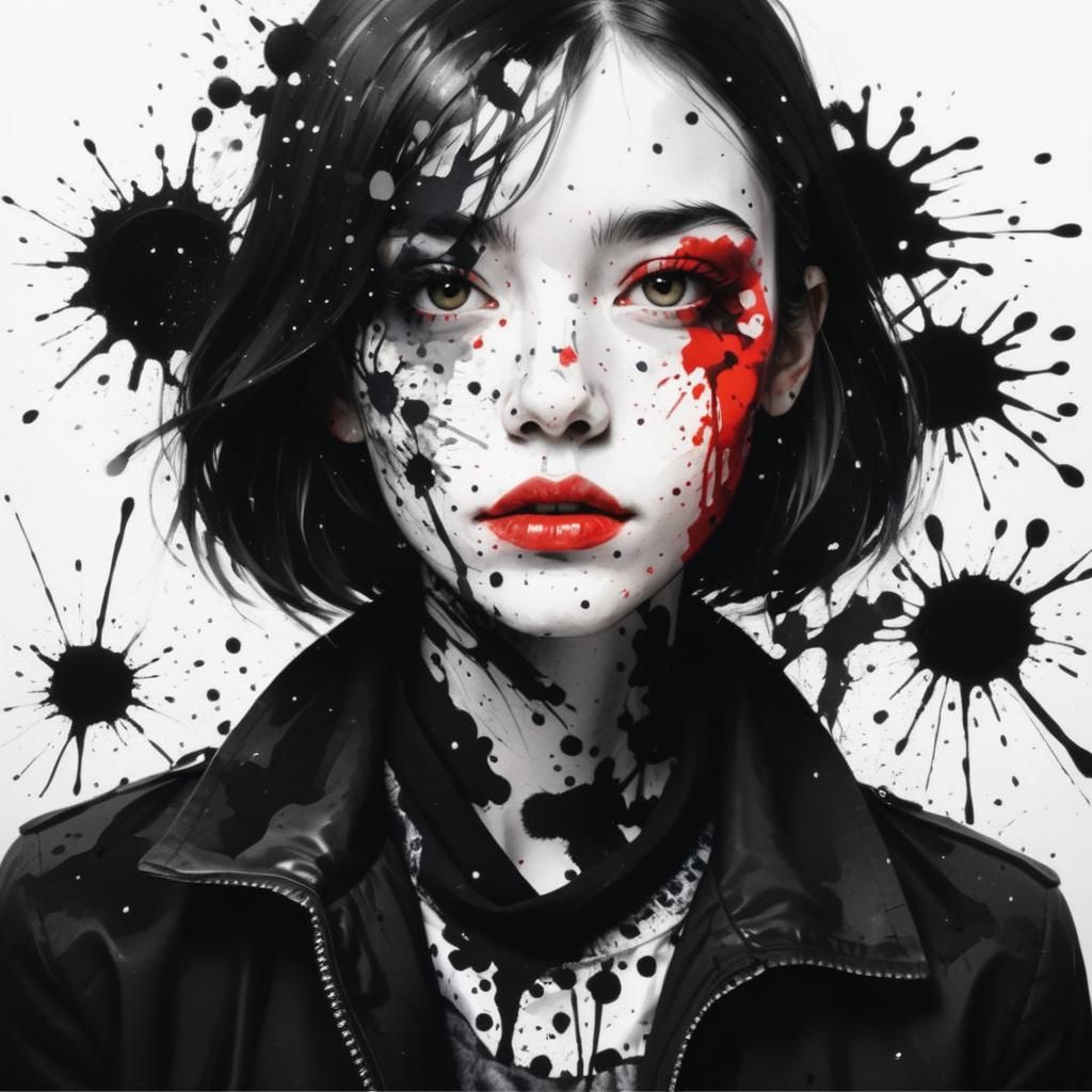 Abstract Ink Splatter Portrait