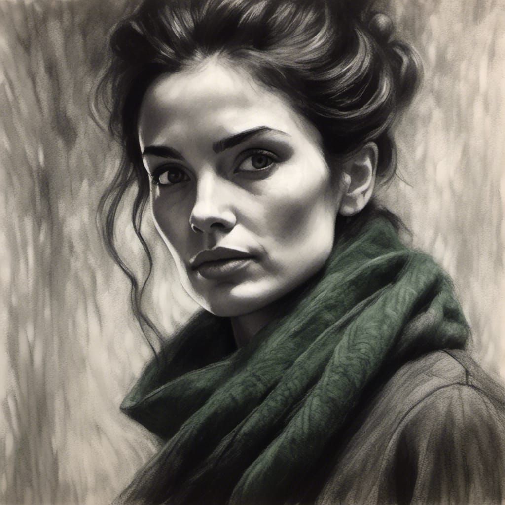 Detailed Charcoal Portrait in Rembrandt Lighting