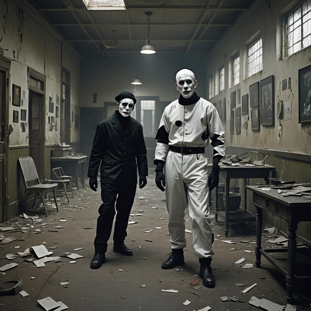 Sinister Mime in Abandoned Asylum, Digital Painting