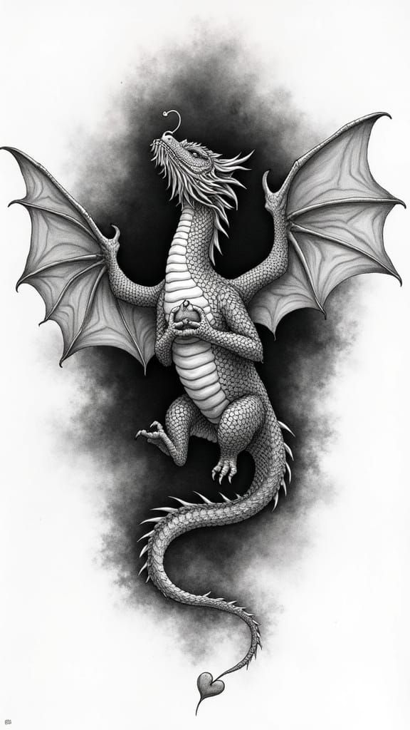 Dragon Tattoo in Traditional Japanese Style with Intricate S...