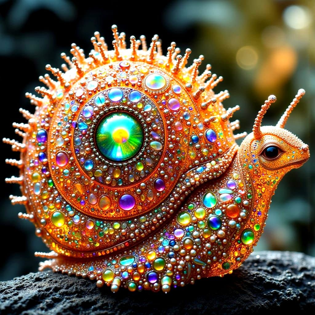 Beaded Snail in Mystical Garden Paradise