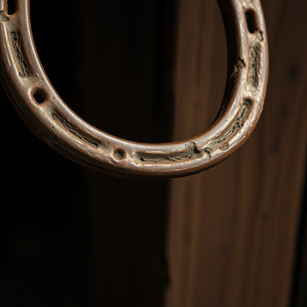 Hyperrealistic Antique Horseshoe in Golden Brown Patina