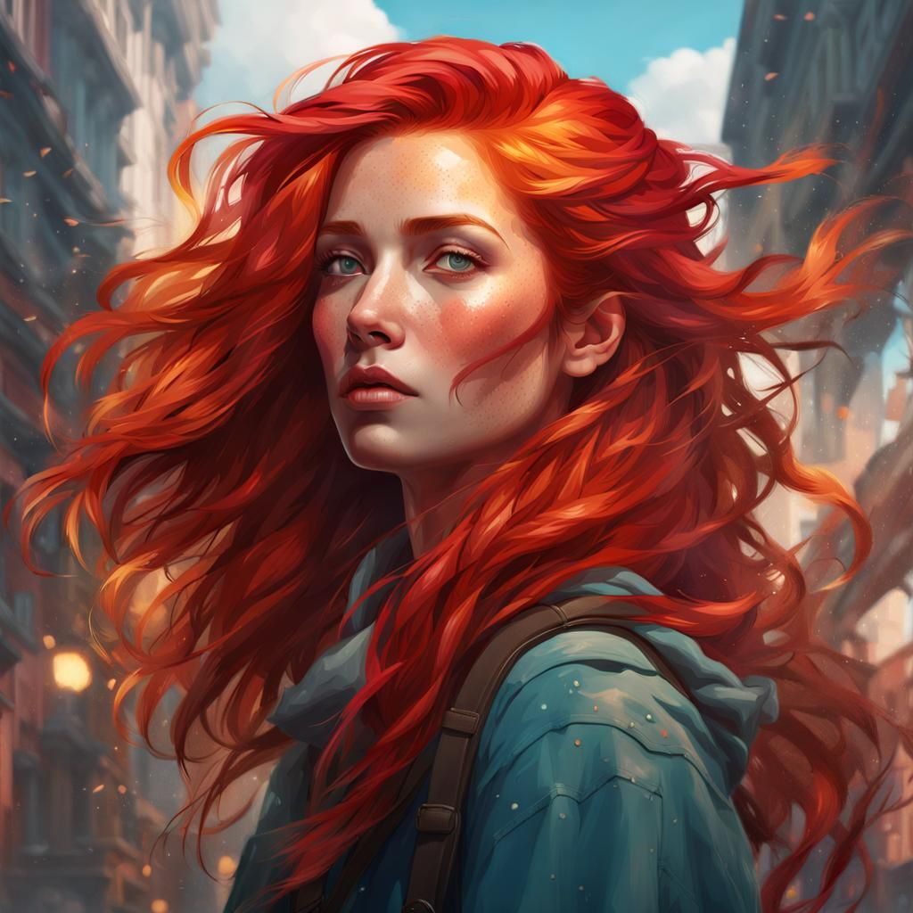 Striking Portrait of Woman with Red Hair