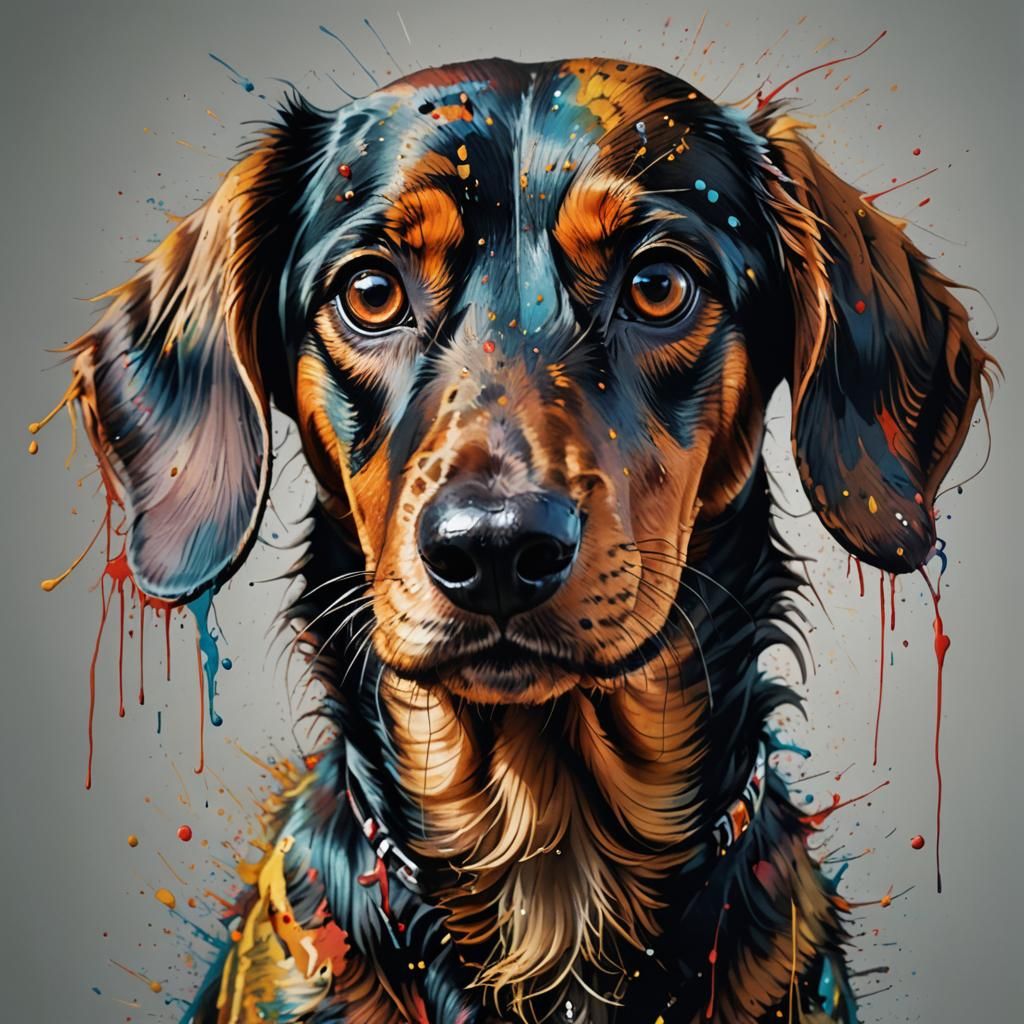 Dachshund Portrait in Detailed Matte Painting Style
