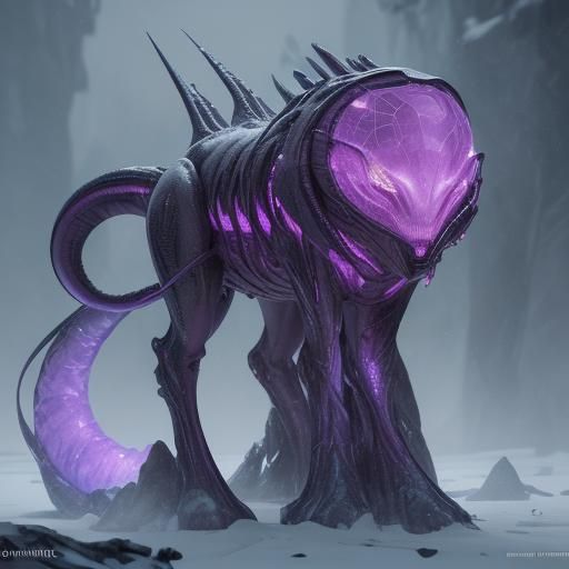 Icy Alien Sculpture in Frozen Tundra