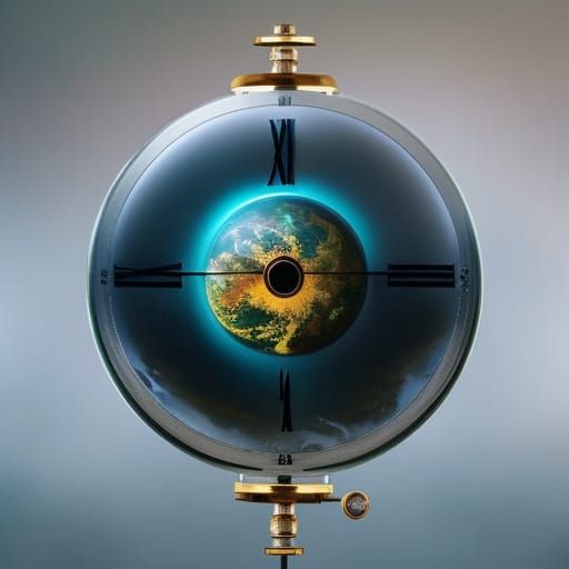 Steampunk Earth Clock: Intricate Mechanical Eye