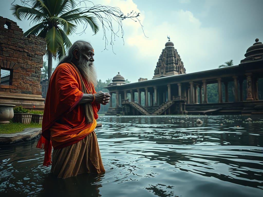 A Spiritual Guru in the Sacred Ganges
