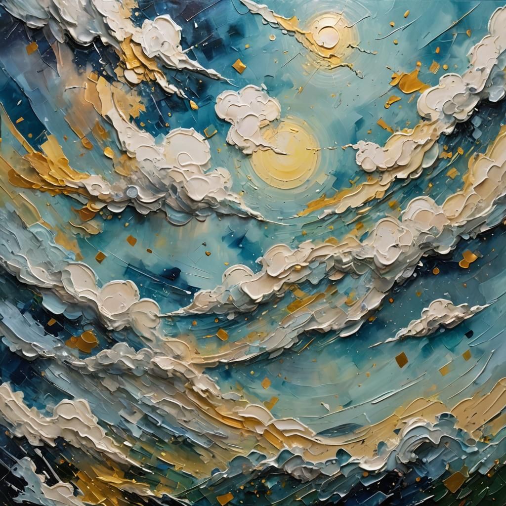 Whimsical Sky Classroom in Impasto Oil Painting