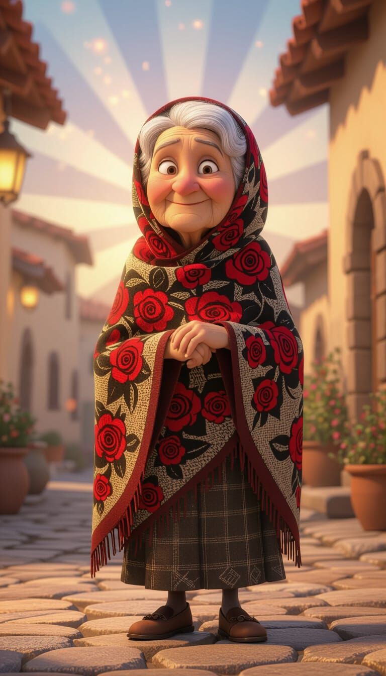 Mai Zahra, Rose Keeper, in Quaint Village: Pixar Style