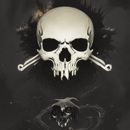 Evil Skull Jolly Roger in Dark Fantasy Style