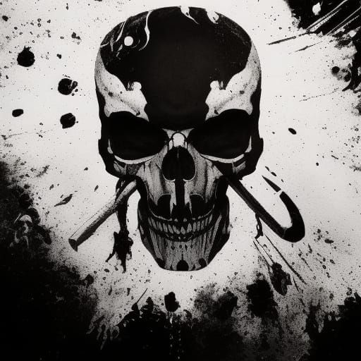 Hyperdetailed Skull and Crossbones in Dark Fantasy Art