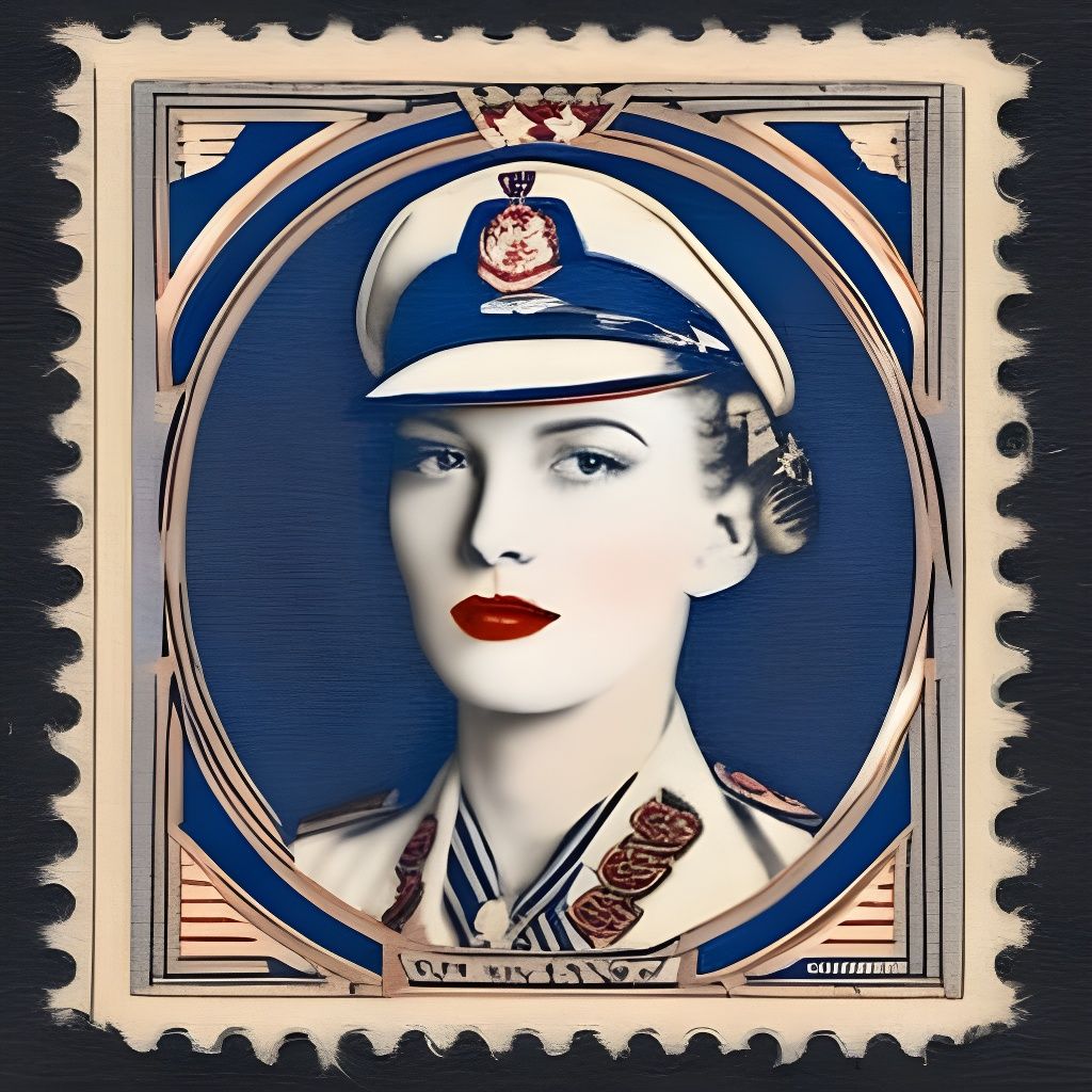 Vintage Female Pilot Pop Art Stamp