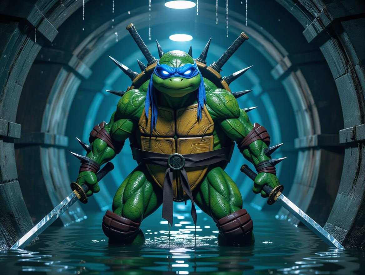 Grotesque Cyberpunk Hybrid in a Dark Sewer