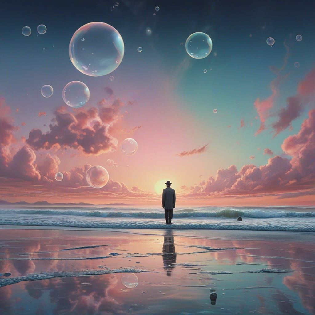 Miniature Worlds in Bubbles: Surrealist Dreamscape