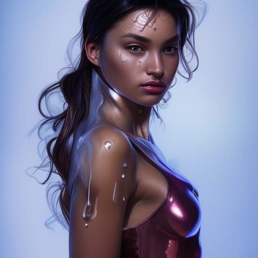 Model in Dripping Echo Bodysuit: 8K Portrait
