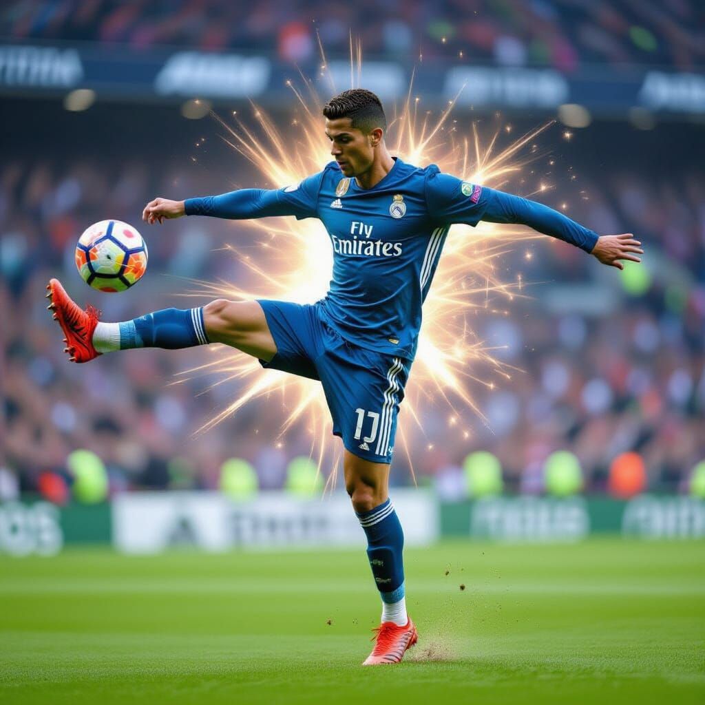 Cristiano Ronaldo Double Exposure in Mid-Journey Style