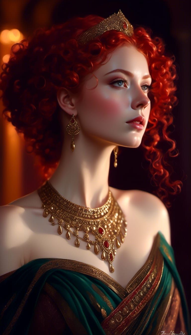 Jedi Lady Portrait with Red Hair in Toga