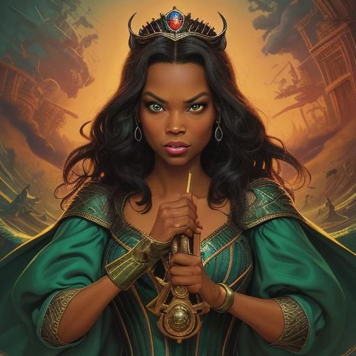 Evil Queen Tiana Portrait in Comic Book Art Style
