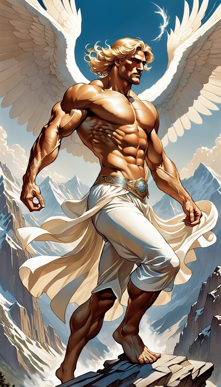 Eros with Spread Wings in Art Nouveau Style