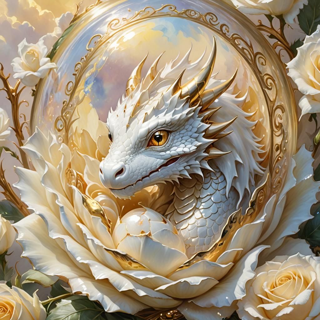 Dragon Hatchling in Rose: Impressionistic Watercolor