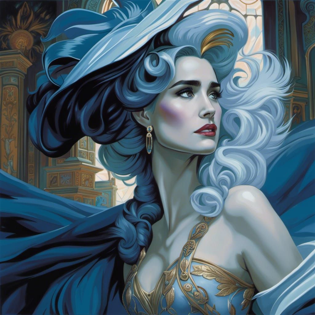 Jennifer Connelly Portrait in Art Nouveau Style