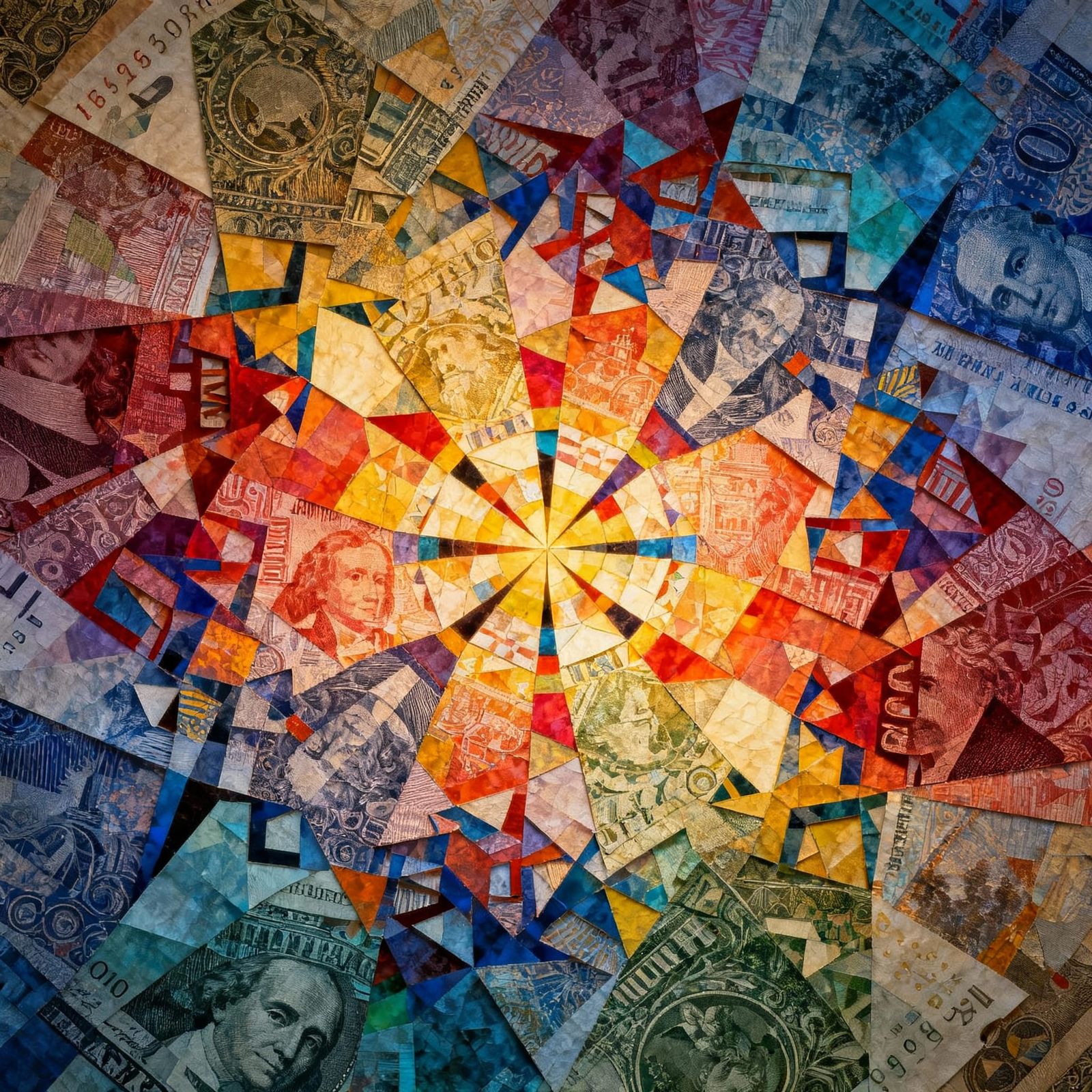 Currency Kaleidoscope: Geometric Abstract Expressionism