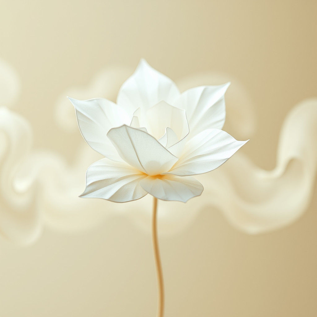 Translucent Origami Flower in Ethereal Digital Art