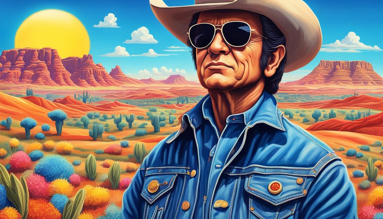 Johnny Cash Cowboy Portrait in Candy Art Style