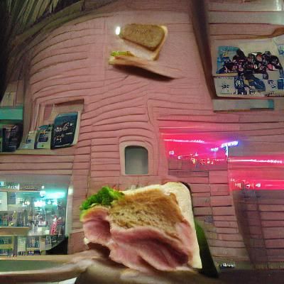 Ham Sandwich at Night Cafe: Impressionist Style