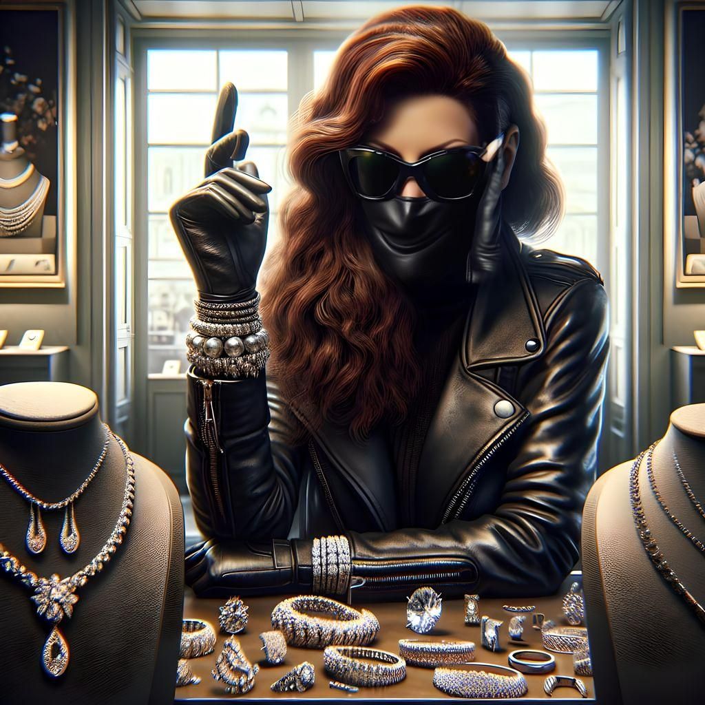 Woman Stealing Jewelry in Fantasy Concept Art Style