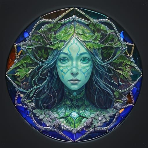 Starlight Woman: Mythic Portrait in Neo-Impressionist Style