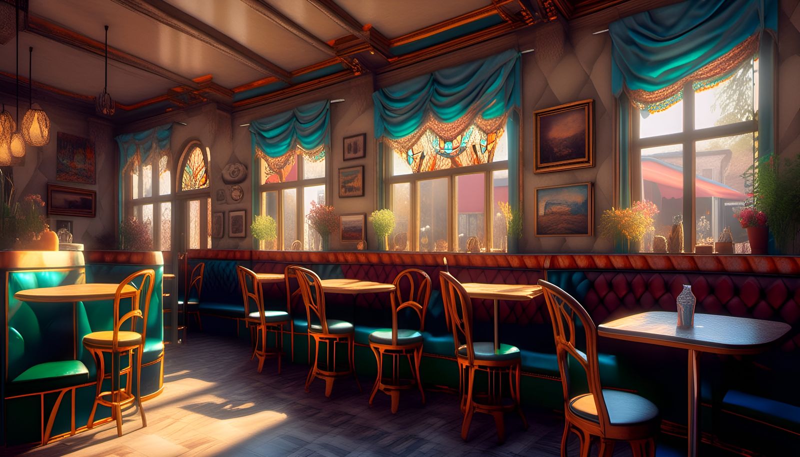 Quaint Mexican Cafe: Art Nouveau Rococo Architecture