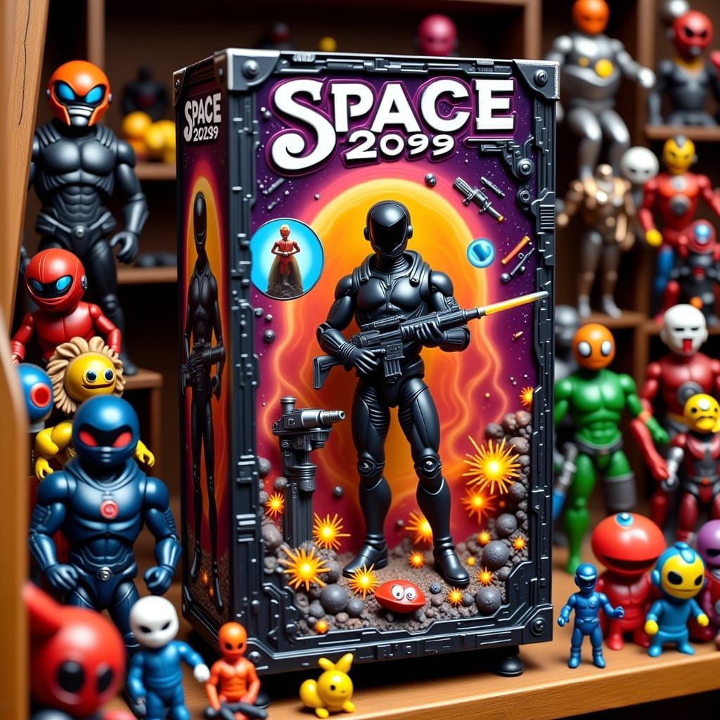 Cyberpunk Retro-Futuristic Space Soldier in a Blister Pack